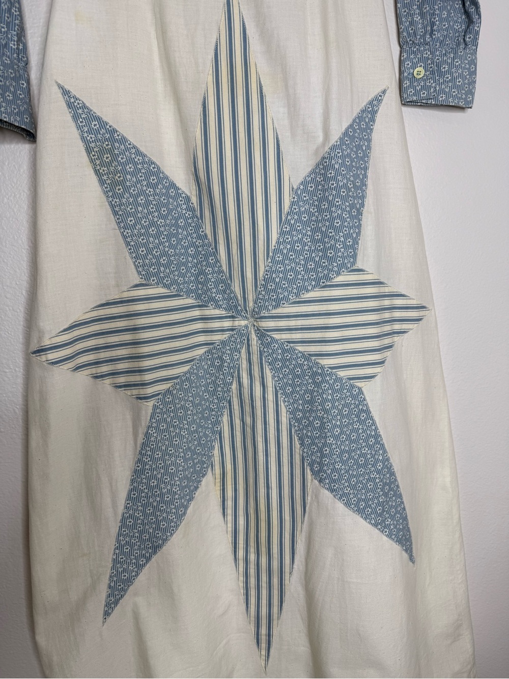 Vintage Star Patchwork Maxi Dress Boho Dagger Collar S - Picture 3 of 9